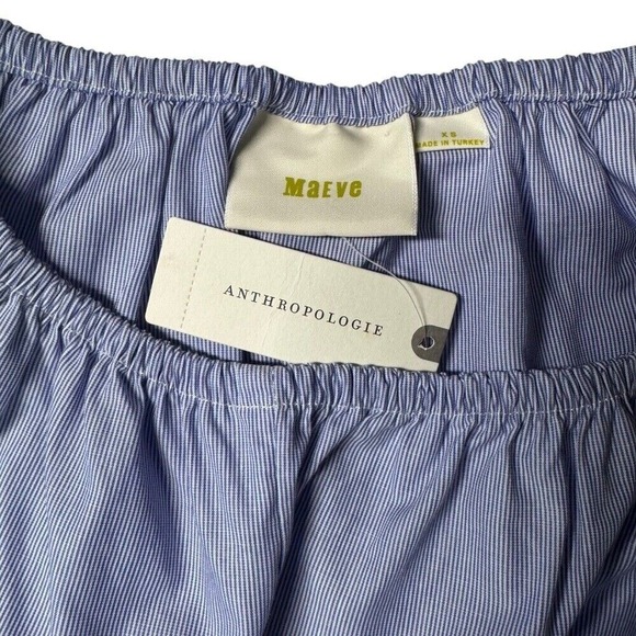 Maeve Womens XS Top‎ Blue White Cotton Chambray Off Shoulder Preppy Spring NWT - Picture 11 of 16